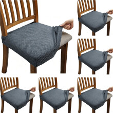 6 Pack Waterproof Stretch Chair Covers, Removable Washable Covers for Dining Room, Kitchen, Office, Hotel Dark Gray
