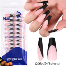Kunstnagels, set van 100 stuks, lichtroze, kort en middellang, vierkante vorm, acryl voor nagelverlenging