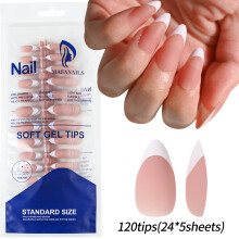 Kunstnagels, set van 100 stuks, lichtroze, kort en middellang, vierkant, acryl voor nagelverlenging