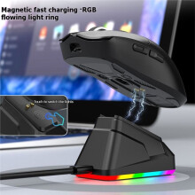 Mouse da Gioco Wireless X11 PAW3311, Mouse Wireless Tri-Modalità 12000 DPI 1000 Hz, 2.4G, Cablato, RGB, Base di Ricarica, Arancione