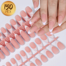 Kunstnagels, set van 100 stuks, lichtroze, korte en middellange vierkante vorm, acryl voor nagelverlenging