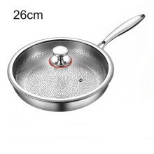 Titanium roestvrijstalen wok met deksel, anti-aanbaklaag, 26cm, voor inductie en gasfornuis
