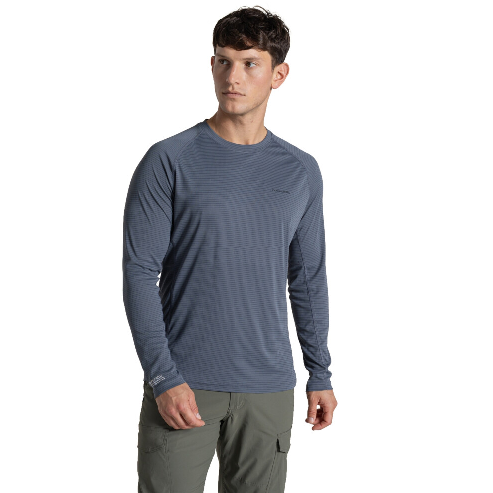 Craghoppers (S, Dark Pewter) Mens Nosilife Solarshield+ Long Sleeve T-Shirt