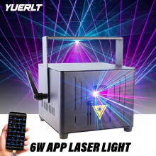 YUERLT Bluetooth Laserlicht Animatie Beam Scanner, 6W RGB projector met DMX512 en App-bediening voor DJ disco en bruiloft