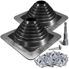 2pcs High Temp Silicone Stove Boot, Pipe Flashing for Tube OD 2-3/4" to 7", Square Base, Screws & Hex Socket Included
