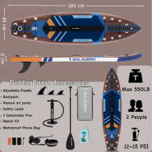 Opblaasbaar stand up paddle board, 350cm, met antislip EVA dek en accessoires voor zee en meer