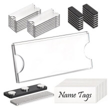 Magnetisches Namensschild-Set, 15er-Pack Wiederverwendbare Magnetische Ausweishalter mit Starker Magnetrückseite und Transparentem Acrylrahmen