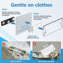 Kit di Targhette Magnetiche, Confezione da 15 Porta Badge Magnetici Riutilizzabili con Supporto Magnetico Resistente e Cornice In Acrilico