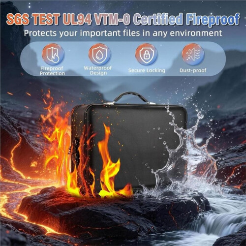 Fireproof Document Safe Box Hard-Shell, with Lockable Zipper, 13 Pockets, Waterproof for Important Papers Binder 2