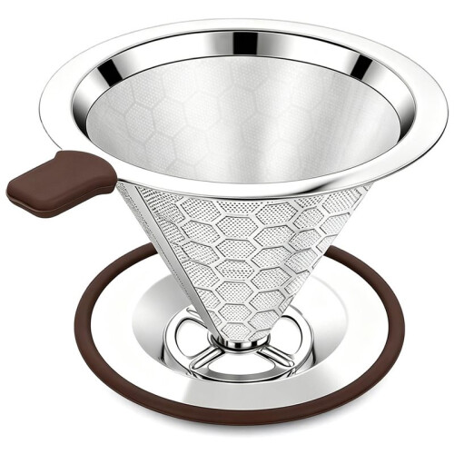 Pour over Coffee Maker Dripper 600 Mesh Reusable Coffee Filter Paperless and Reusable, Ultra Fine Micromesh Filter