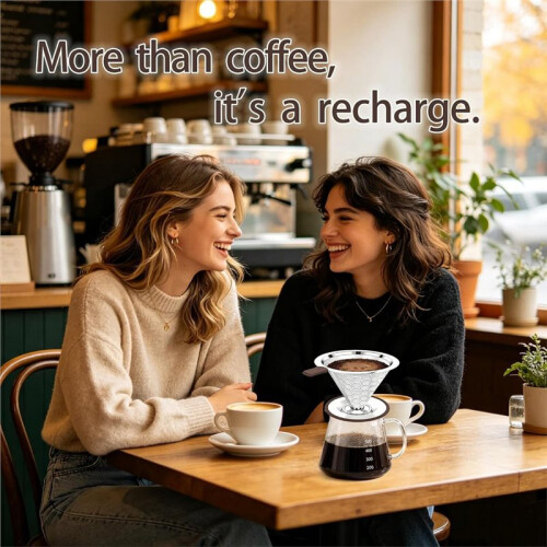 Pour over Coffee Maker Dripper 600 Mesh Reusable Coffee Filter Paperless and Reusable, Ultra Fine Micromesh Filter 1