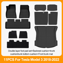 Tesla Model 3 2018-2022 vloermat, TPE, antislip, waterdicht, set van 11 stuks