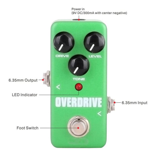 Gitarreffektpedal med Överdriven Röreffektprocessor för Gitarr och Bas, Exklusive Nätadapter 1