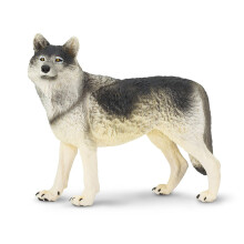 Safari Ltd. Grå Varg Figur - Detaljerad 12 cm Plastmodell - Roligt Utbildningsleksak för Barn 3+