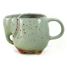 Tea Mug Elephant Ceramic Mugs with Handle Cup Great Gift for Tea Lover Adults Green 15 Oz