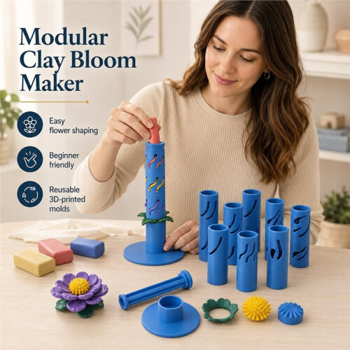 Clay Flower Shaper 3D Printed Modular Tool Kit - Professional Polymer Clay Molds for DIY Art &  Projects 2