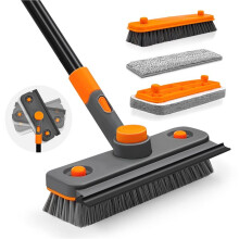 Shower Cleaner Brush with Long Handle, 4-in-1 146 cm Extendable Tub Tile Shower Scrubber for Cleaning Bathroom