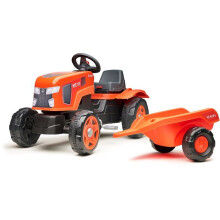 Kinder-Pedaltraktor - FALK - Kubota M7 - Klapphaube - Abnehmbare Anhängerkupplung - Verstellbarer Sitz