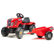 Kinder-Pedaltraktor - FALK - Terra Maxx Rot - Klapphaube - Abnehmbare Anhängerkupplung - Verstellbarer Sitz