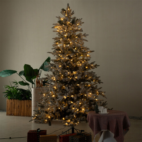 7ft Snowy Pre-Lit Noble Fir Christmas Tree