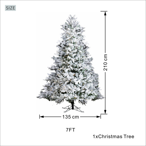 7ft Snowy Pre-Lit Noble Fir Christmas Tree 1
