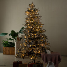 8ft Snowy Pre-Lit Noble Fir Christmas Tree