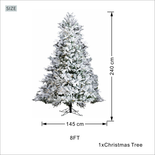 8ft Snowy Pre-Lit Noble Fir Christmas Tree 1