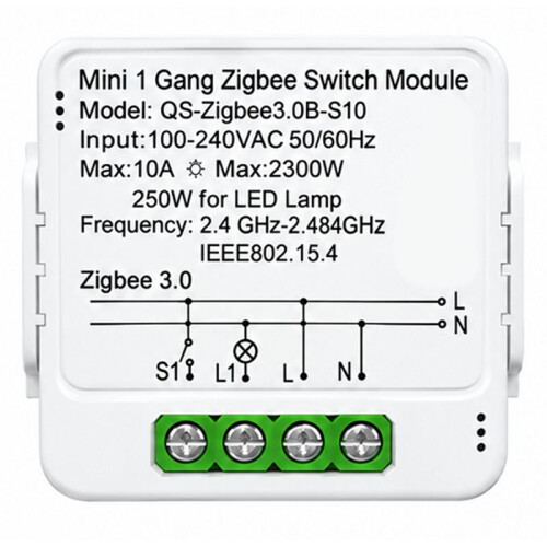 Zigbee 3.0 1 Gang Neutral Wire  Module 10A 2300W   Relay Controller Support Zigbee2MQTT Home Assistant