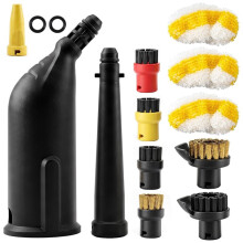 Conjunto de 14 Acessórios para Limpador A para SC1, SC2, SC3, SC4 e SC5: Escova Redonda, Escova Plana, Bicos e Pano de Limpeza.