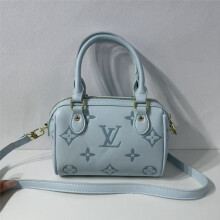 (Blue) Embossed mini Boston tote bag, short handle pillow bag