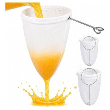 Fine Mesh Strainer Bags, Cheese Cloths for Straining with Stainless Steel, Reusable Juice Strainer Bags for Nut Milk