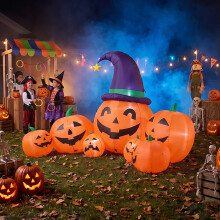 7 FT Halloween Inflatable Pumpkin Family Decoration with LED Lights