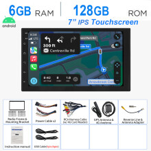 ESSGOO autoradio, 7 inch 2 DIN, Android 14, 6GB RAM + 128GB ROM, draadloos CarPlay en Android Auto, GPS navigatie