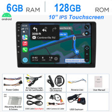 ESSGOO autoradio, 10 inch 2 DIN, Android 14, 6GB RAM + 128GB ROM, draadloos CarPlay en Android Auto, GPS navigatie, QLED scherm