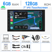 ESSGOO autoradio, 7 inch 2 DIN, 6 GB RAM + 128 GB ROM, Android 14, draadloos CarPlay en Android Auto, GPS navigatie