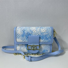 (Blue and white tie dye) Gradient tie-dye flap small square bag