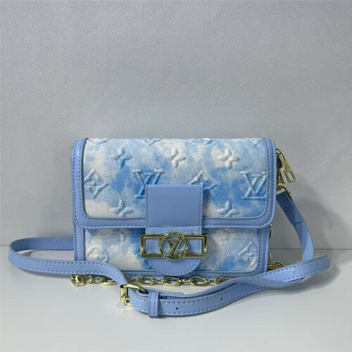 (Blue and white tie dye) Gradient tie-dye flap small square bag