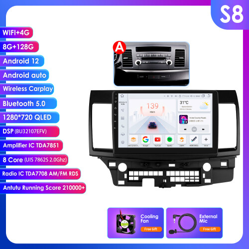 Hizpo 2Din 10.1 tuumisen Android Auto -autoradio GPS-navigoinnilla Mitsubishi Lancer 2007-2012
