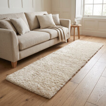 (60cm x 220cm (2ft x 7ft 3")- Runner Rug) Large Cream Rugs Shaggy Fluffy Runner Carpets Mats