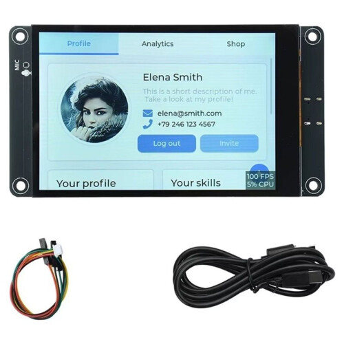 Placa de Desenvolvimento ESP32-S3 com Tela Sensível Ao Toque Capacitiva de 4 Polegadas, Wi-Fi, , IA para Bate-Papo Por Voz, Microfone e