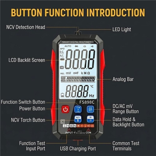 Rechargeable Digital Testing Multimeter Display for  Anti-Burn Universal Meter Electrician Maintenance Multimeter 1