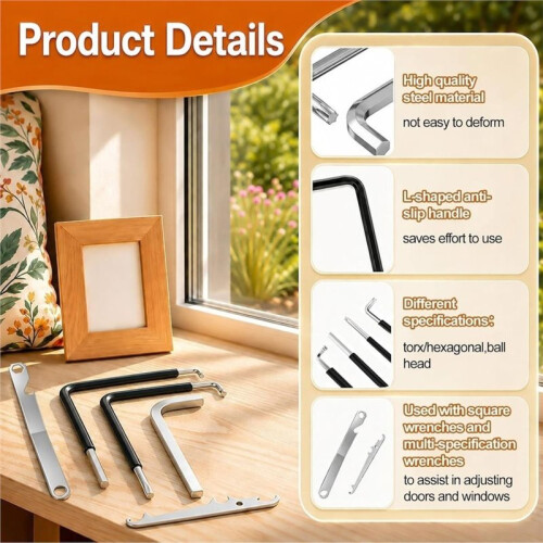 Window Mounting Tool Allen Key Set for Window and Balcony Doors,5-Piece Window Tool 2