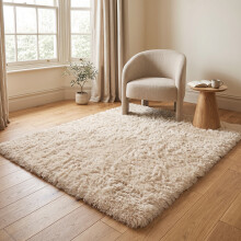 (160cm x 230cm (5ft 3" x 7ft 6")- Large Area Rug) Large Cream Rugs Shaggy Fluffy Runner Carpets Mats