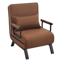 WOLTU 3-in-1-Sofabett, Klappstuhl aus Leinen und Metall, verstellbare Rückenlehne, braun, ein Sitzplatz