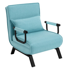 WOLTU 3-in-1-Sofabett, Klappstuhl mit verstellbarer Rückenlehne, Leinen + Metall, blau, ein Sitzplatz