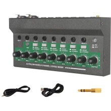 8-Channel Audio Mixer with 48V Phantom Power Supply Multi-Channel Mix Expander Sound Processor 6.5 Microphone Effects
