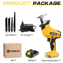 MELLWIN Akku-Säbelsäge, 18-21V, 3500 U/min, für Holz, Metall und PVC