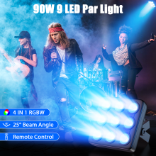 U'King 4er-Set LED Quadrat Par Licht, 90W RGBW, 8CH DMX512, Tonsteuerung, für Bühne und DJ