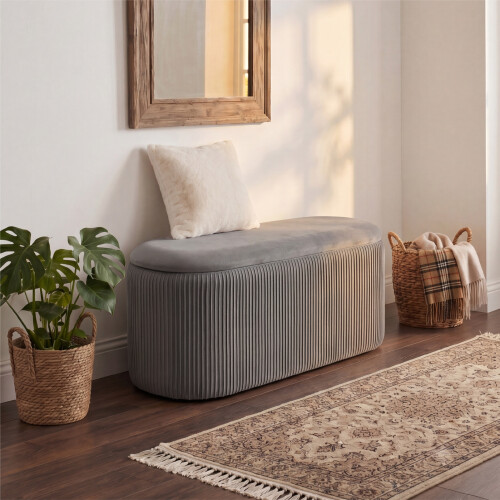 Modern Pleated Storage Ottoman 1