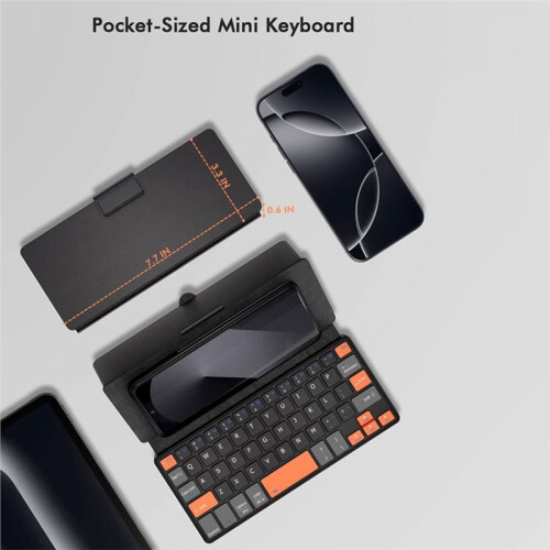 Universal   Keyboard,Foldable Keyboard with Orange Navigation Keys&Any-Angle Stand for Android/IOS/Windows 2